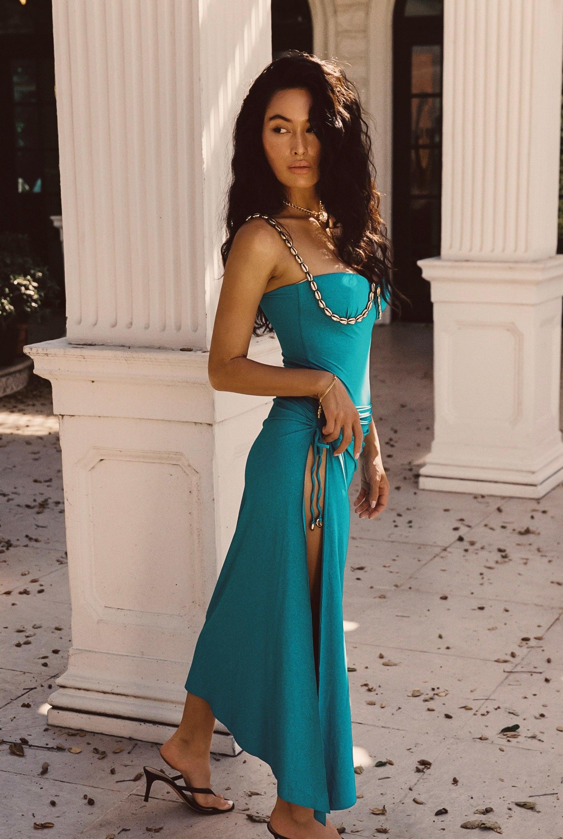 PAULINE Long Skirt in Pavone