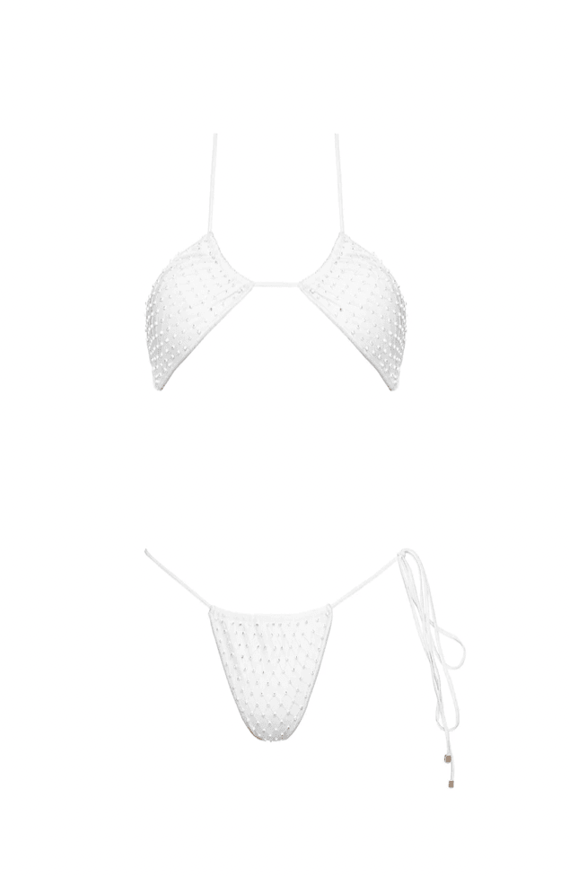 AMELIE Halter Bikini Top + Tie Side Bikini Bottoms in White (Set)