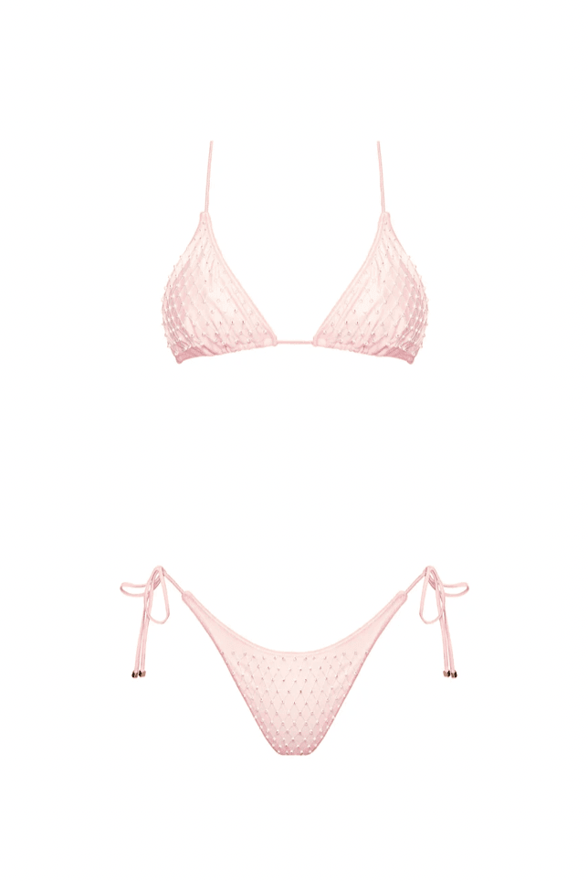 DAISY Triangle Bikini Top + Cheeky Bikini Bottoms in Pink (Set)