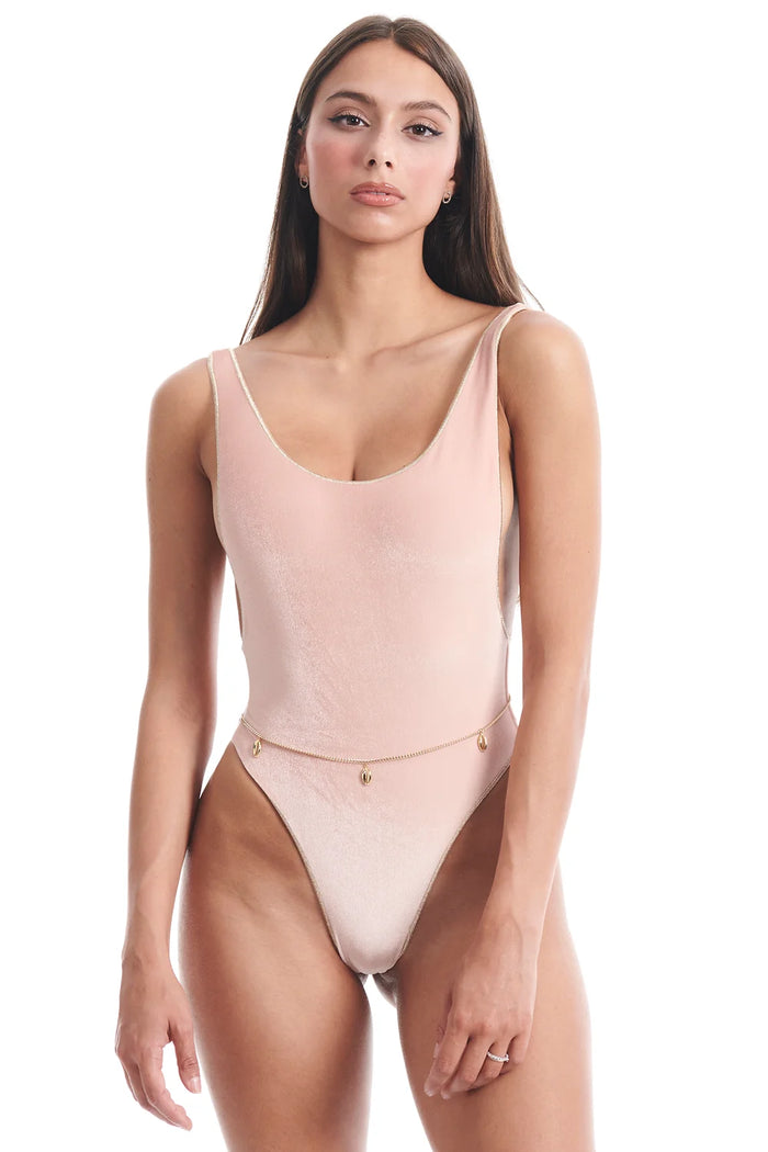 NATALIE One-piece Swimsuit + Belly Chain in Undressed