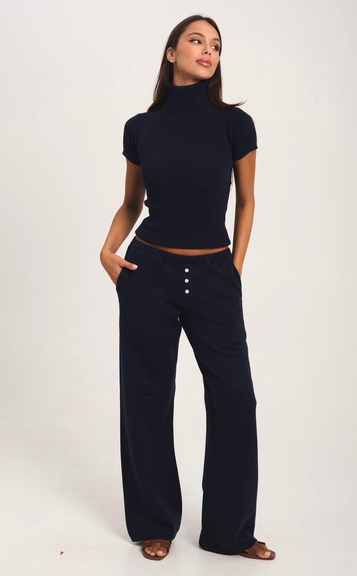 SOPHIE Knit Short Sleeve High Neck Top