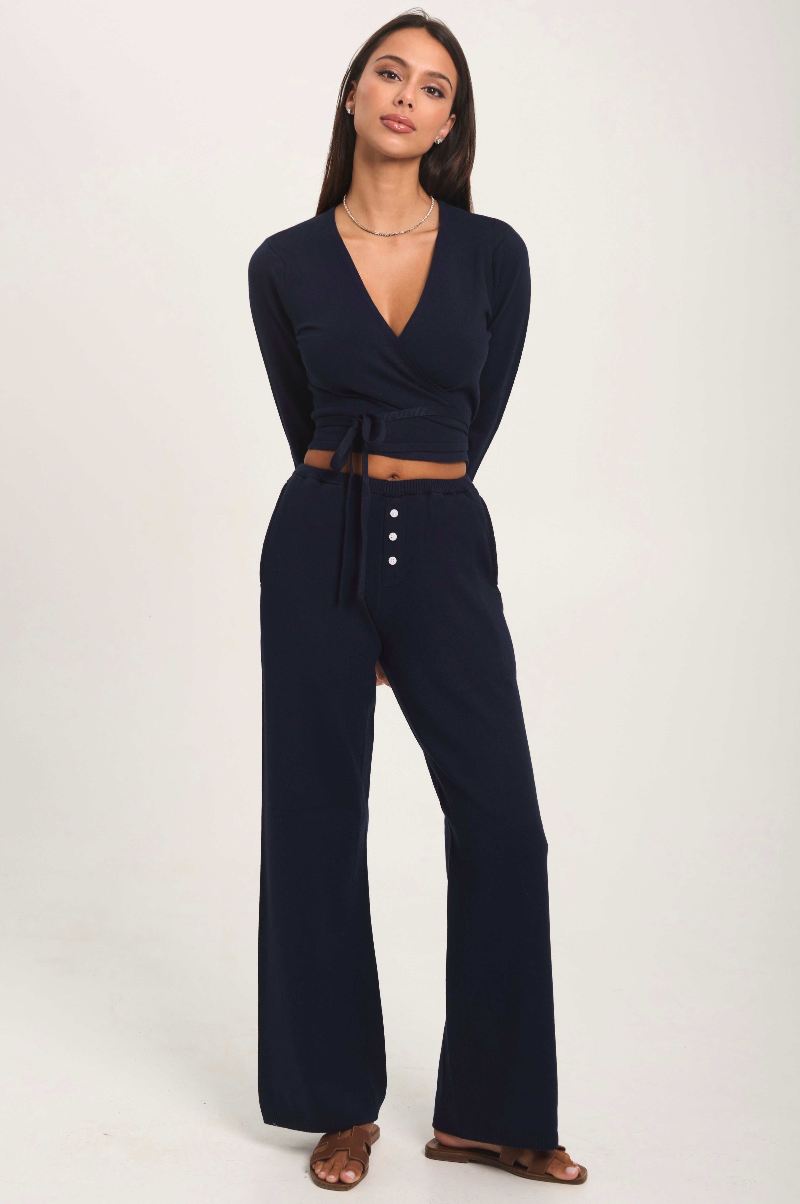 BALLERINA Knit Long Sleeve Wrap Top