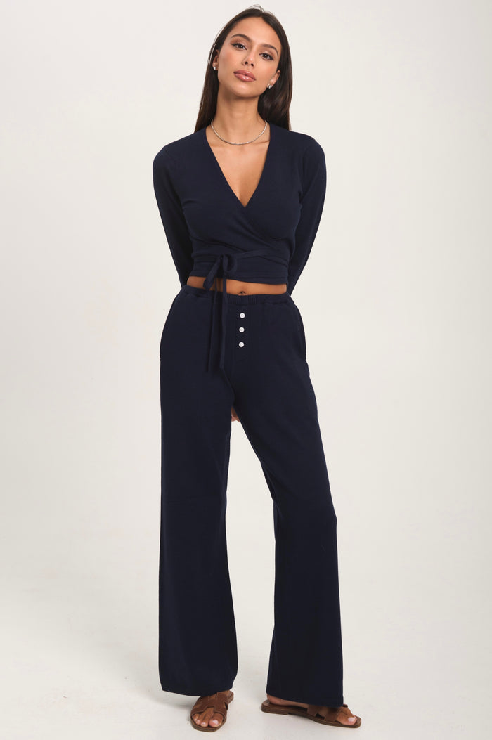 BALLERINA Knit Long Sleeve Wrap Top