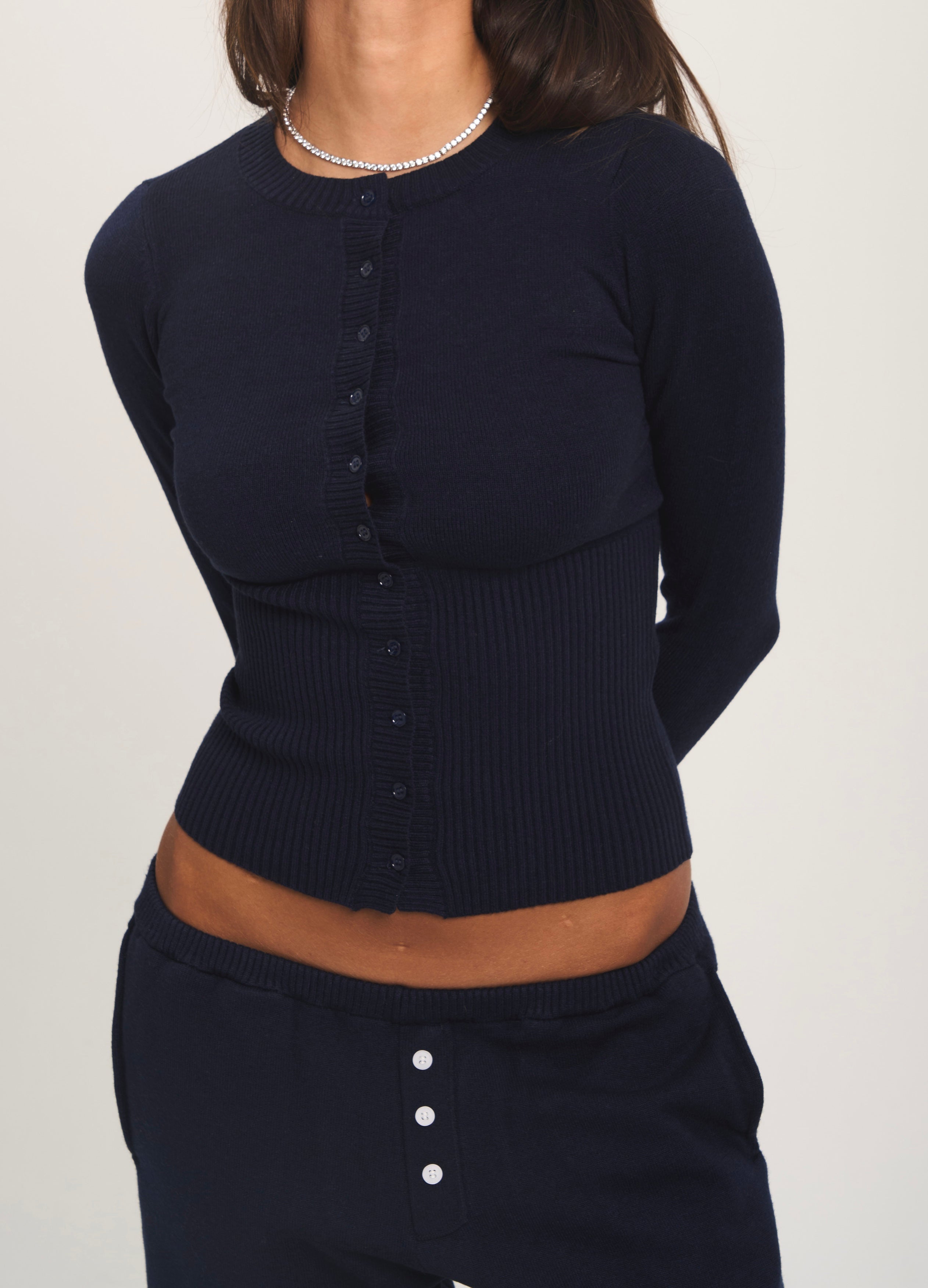 AMANDA Knit Long Sleeve Button-Up Cardigan