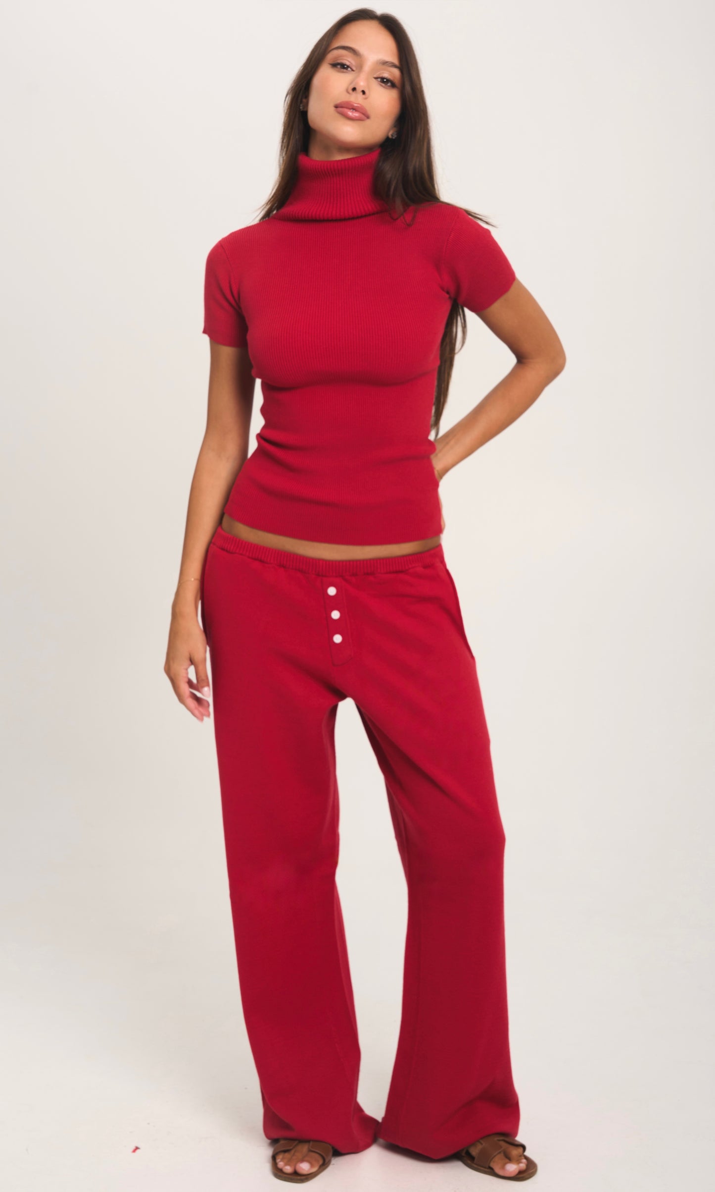 SOPHIE Knit Short Sleeve High Neck Top