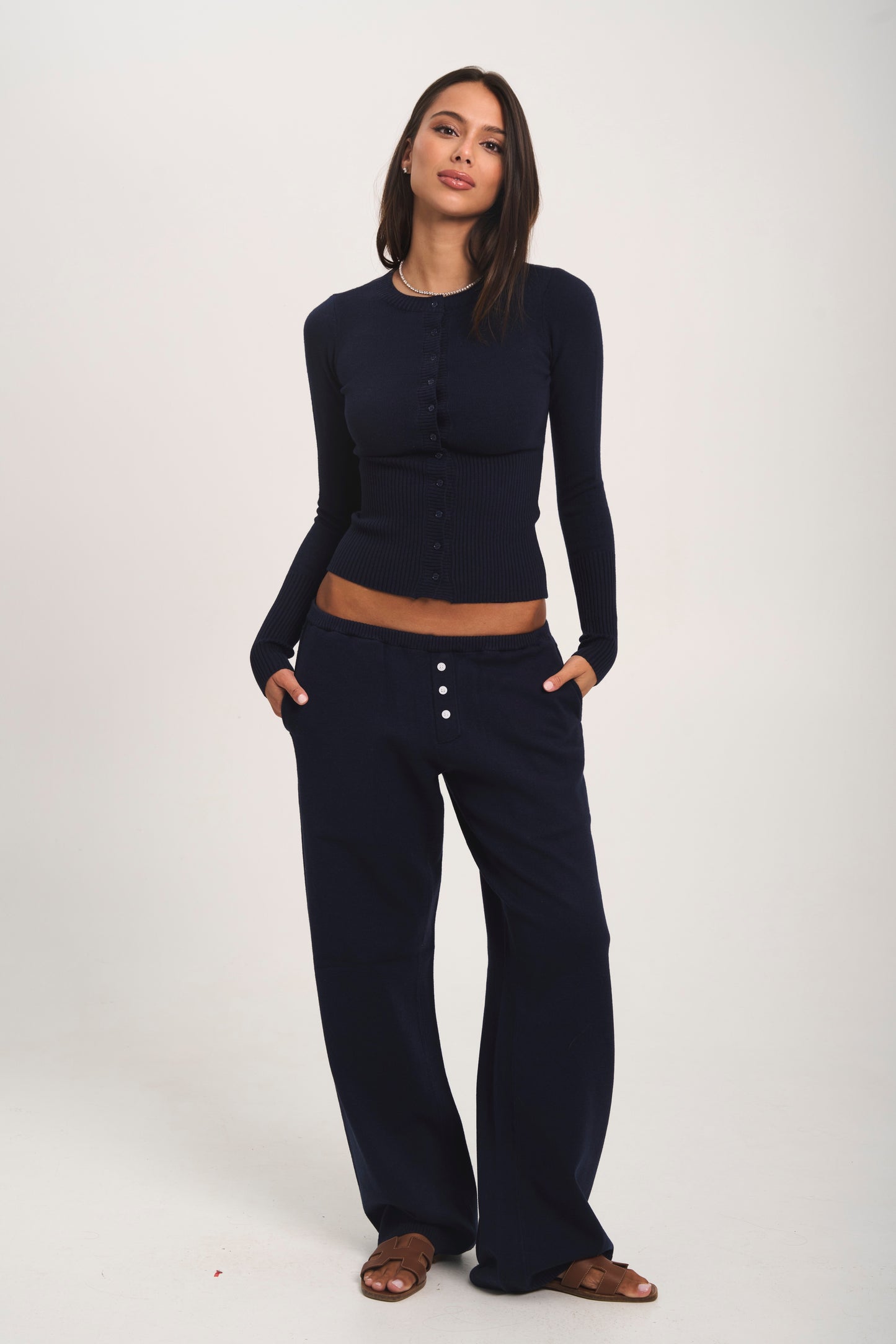 AMANDA Knit Long Sleeve Button-Up Cardigan