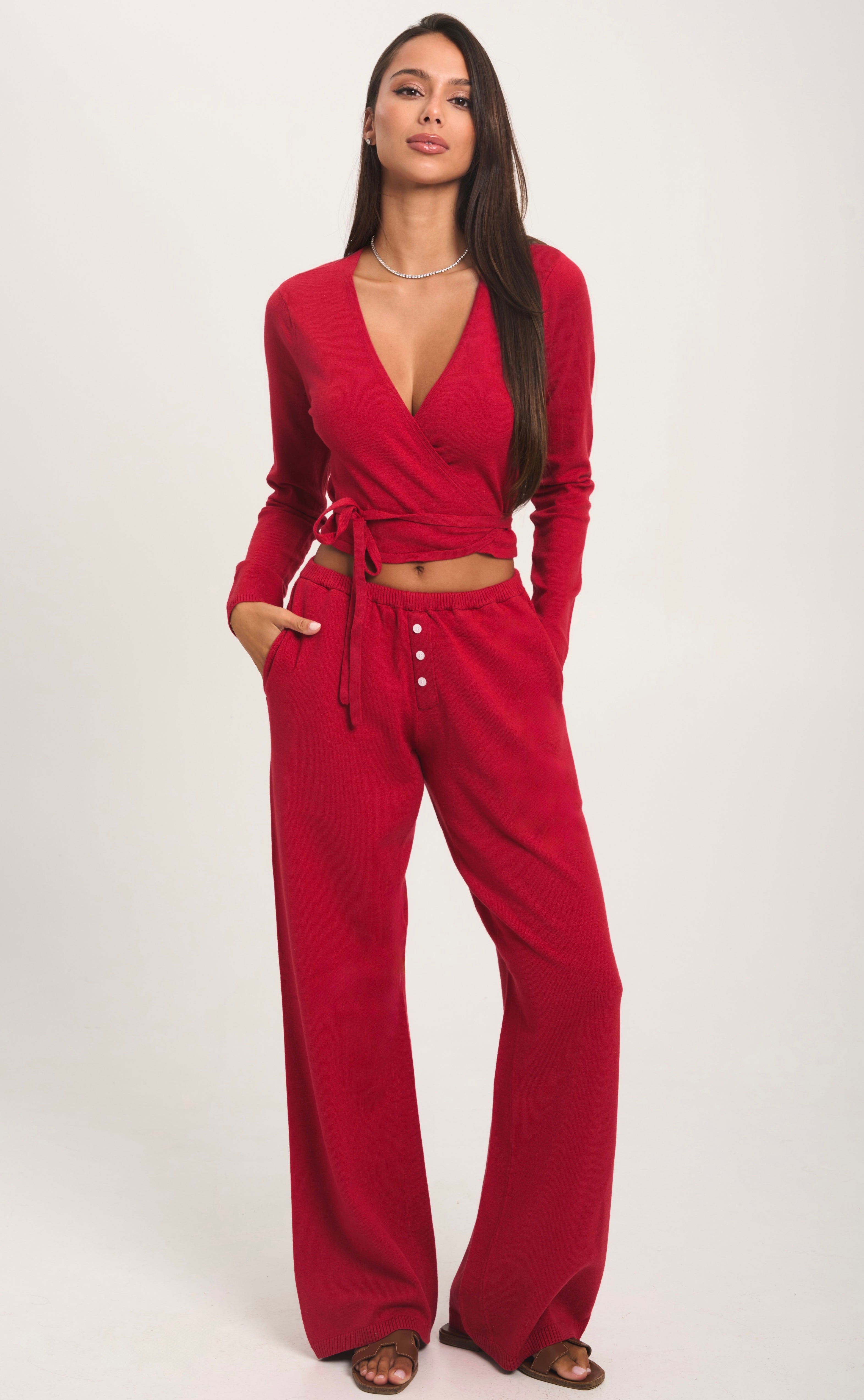 BALLERINA Knit Long Sleeve Wrap Top