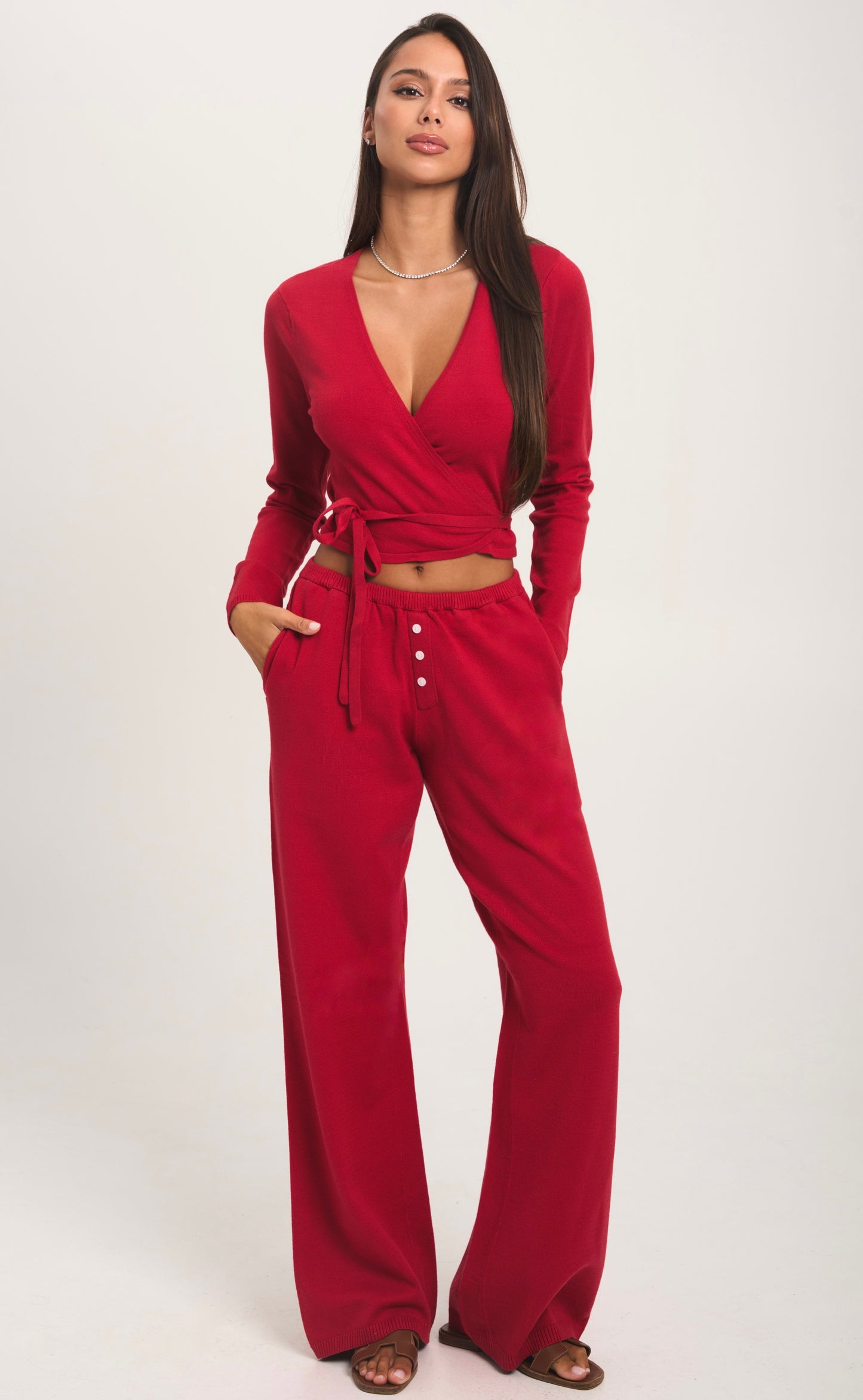 BALLERINA Knit Long Sleeve Wrap Top