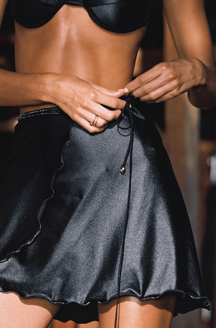 EMMA Mini Wrap Skirt in Black