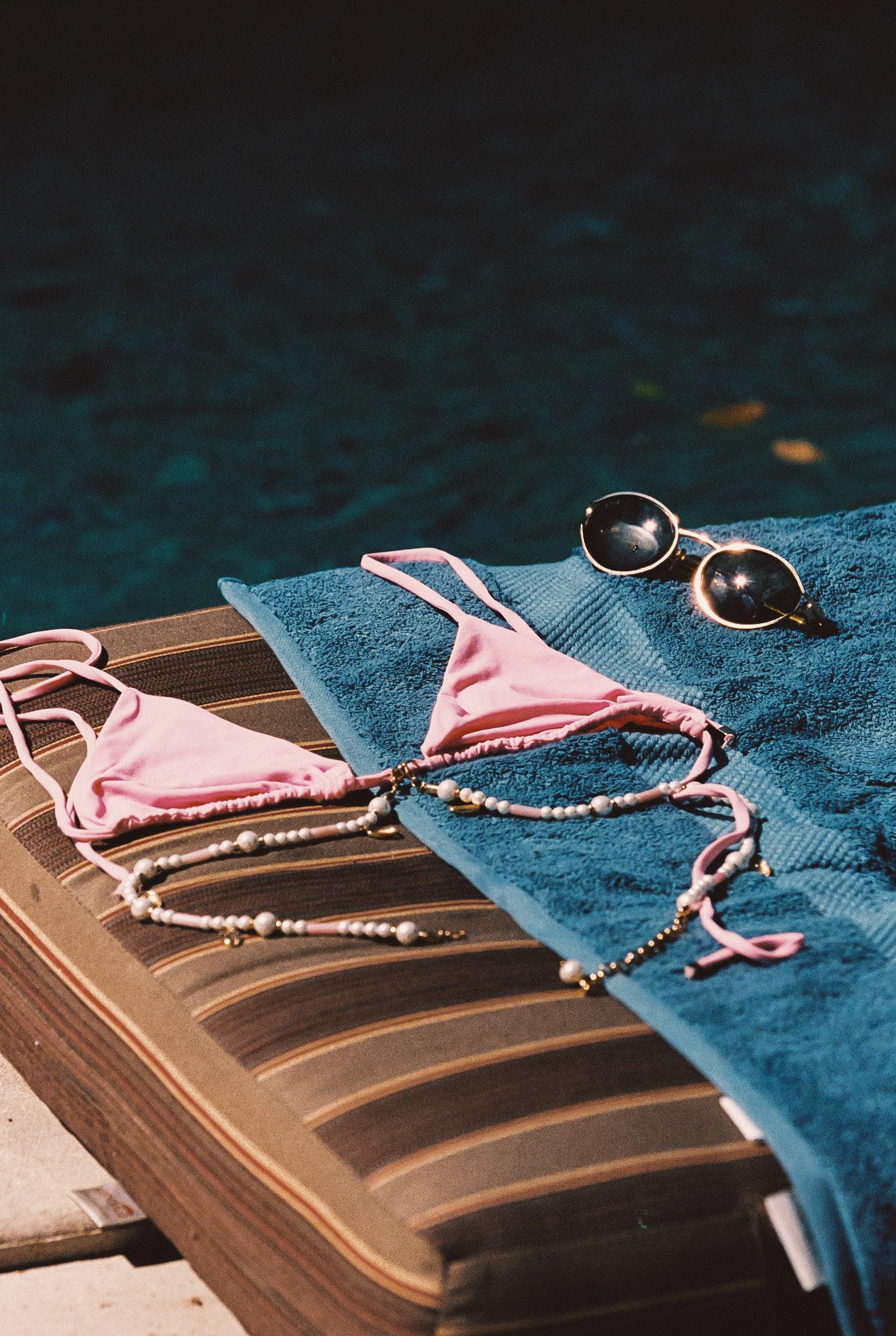 ROSALINDA Triangle Bikini Top In Pink SEASHELL ITALIA rosalinda-triangle-bikini-top-in-pink-seashell-italia